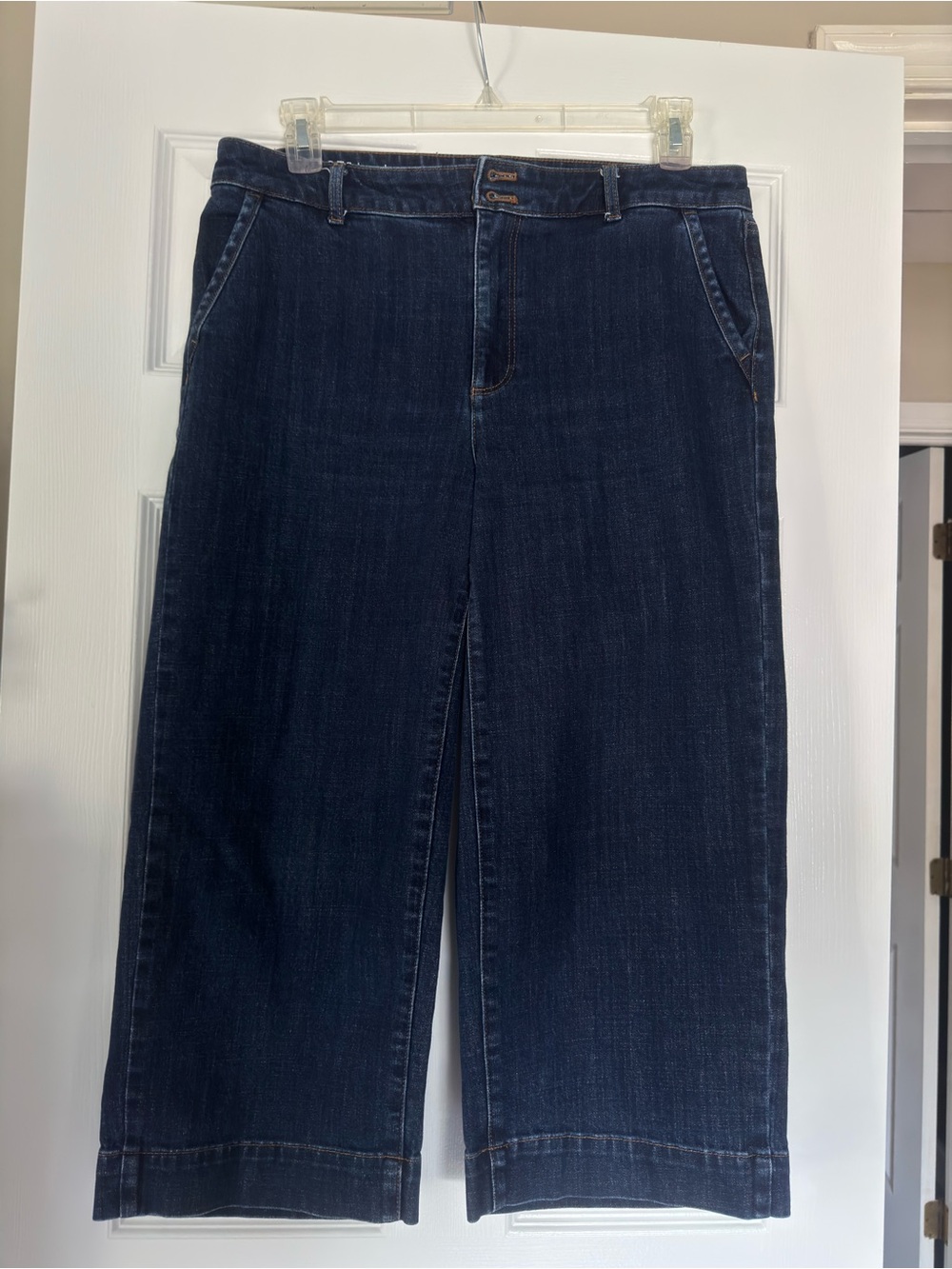 Talbots Dark Blue Cropped Wide-Leg Jeans
